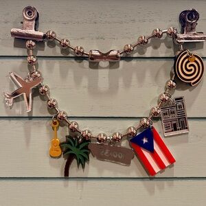 Silver Charm Custom Necklace with Puerto Rico Flag for Bad Bunny Concert